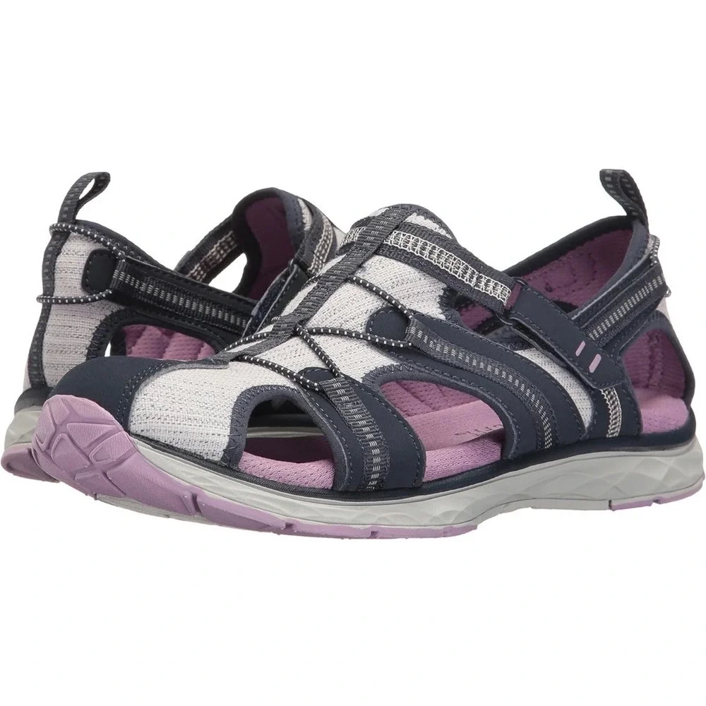 Dr. Scholl's Archie Sport Sandal Womens 7.5 Navy Purple Memory Foam Walking Shoe